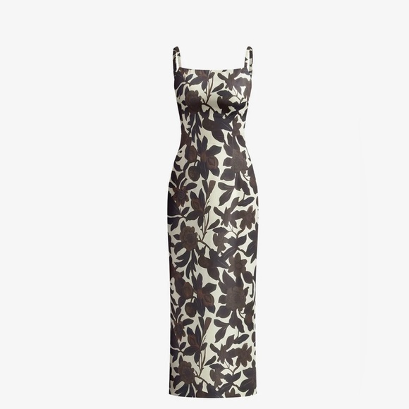 Commense Backless black and white long formal floral zipper dress - Picture 6 of 9